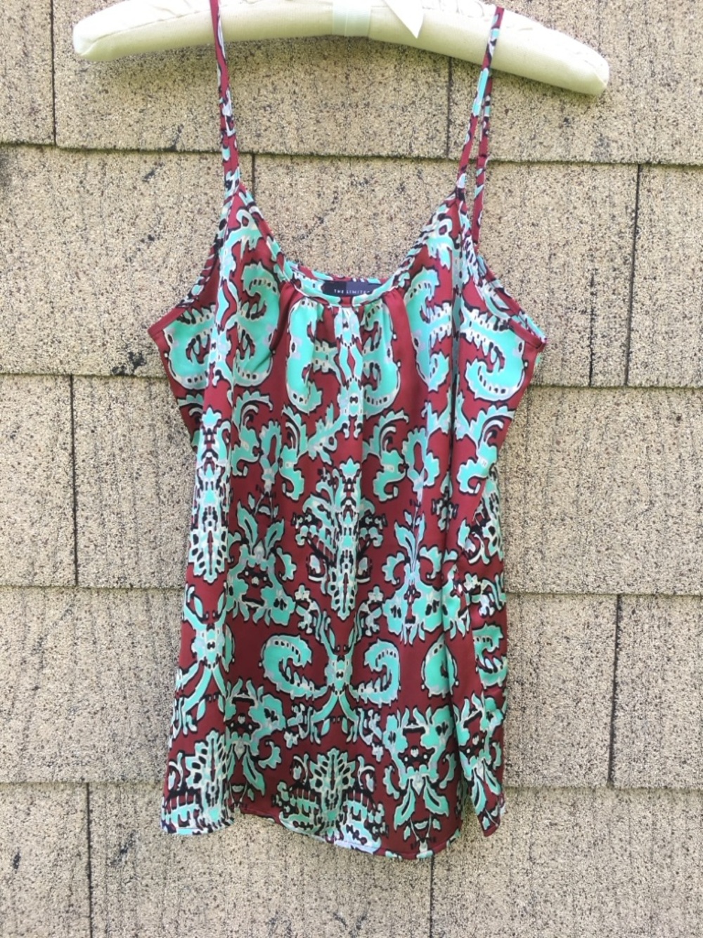 The Limited Teal and Maroon Printed Spaghetti Strap Camisole